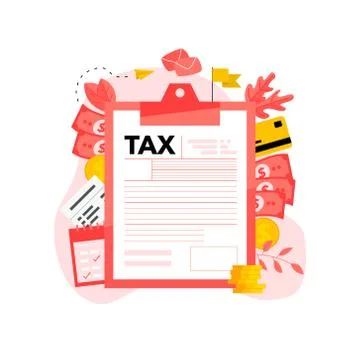 Tax payment vector illustration concept. Filling tax form.	 Ilustração Stock