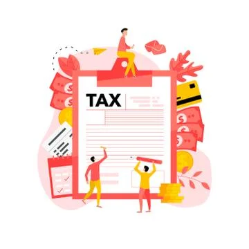 Tax payment vector illustration concept. Filling tax form.	 Ilustração Stock