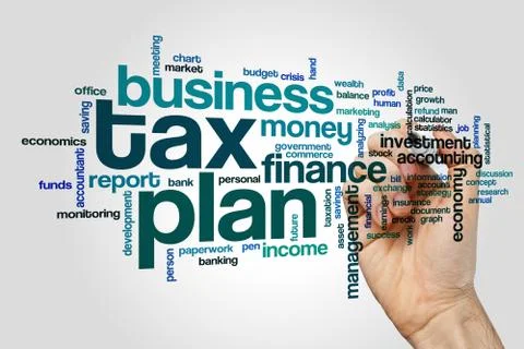 Tax plan word cloud Stock Photos