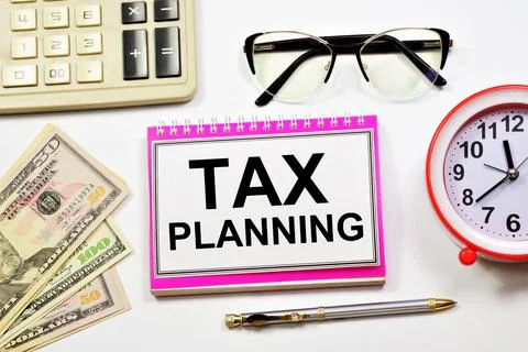 Tax planning. A widget to display text in Notepad. Stock-Fotos