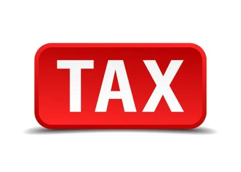 Tax red 3d square button isolated on white Illustrazione stock