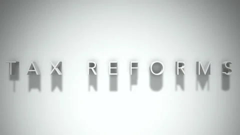 Tax Reforms 3D title animation with shadows on a white background Vídeo Stock 296630139