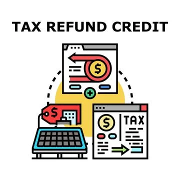 Tax refund credit program processing money accounting Stock Illustration