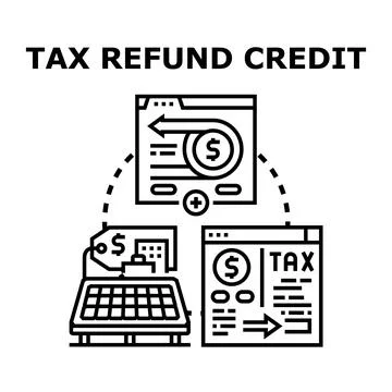 Tax refund credit program processing money accounting Stock Illustration