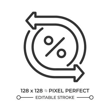 Tax refund pixel perfect line icon Stock Illustration