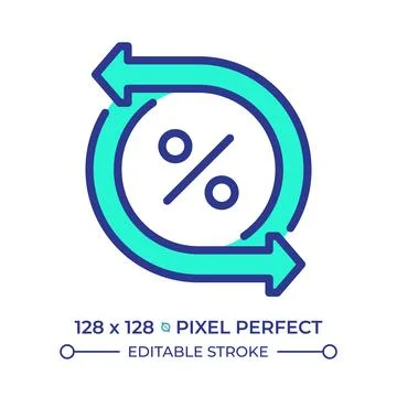 Tax refund pixel perfect line color icon Stock Illustration