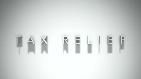 Tax Relief 3D title animation with shadows on a white background Stock Footage 296612959