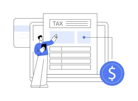Tax return abstract concept vector illustration. Illustrazione stock
