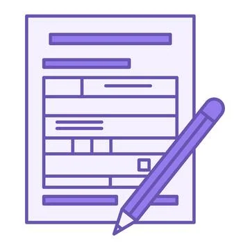 Tax Return Color Icon. Vector Icon of Financial Document and Pencil. Accoun.. Illustrazione stock