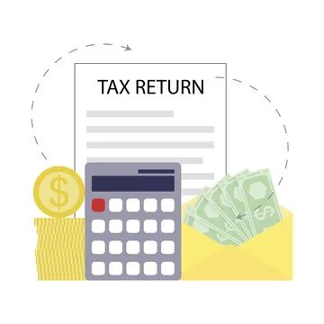 Tax return concept, calculation to back money Stock Illustration