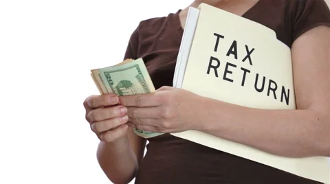 Tax Return Counting Money Stock Footage 45898395