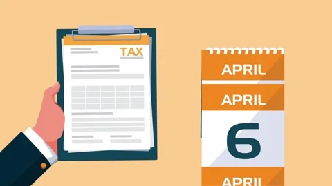 Tax return deadline concept with hand holding document and calendar animation Vídeo Stock 338313362