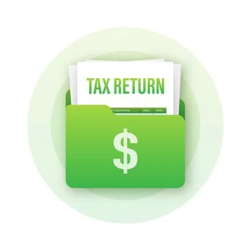 Tax return in flat style. Flat vector illustration. Online tax payment. Stock Illustration