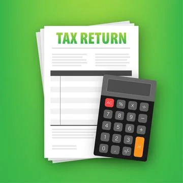 Tax return in flat style. Flat vector illustration. Online tax payment. Stock Illustration