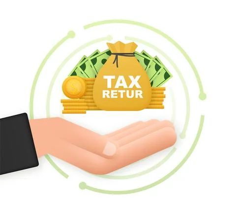 Tax return in flat style. Flat vector illustration. Online tax payment. Ilustração Stock
