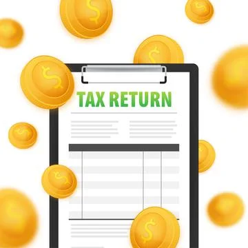 Tax return in flat style. Flat vector illustration. Online tax payment. Illustrazione stock