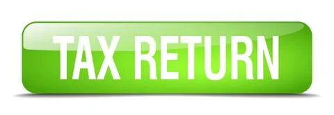Tax return green square 3d realistic isolated web button Illustrazione stock