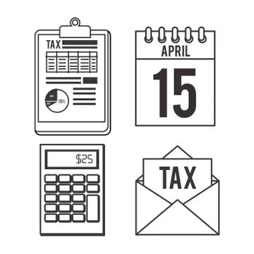 Tax return time set icons Stockillustratie