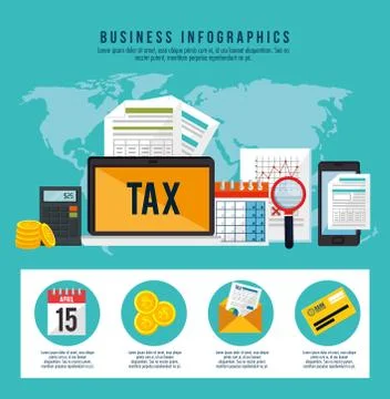 Tax return time set icons イラスト素材