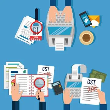 Tax return time set icons イラスト素材