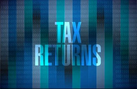 Tax returns binary background sign concept 스톡 일러스트