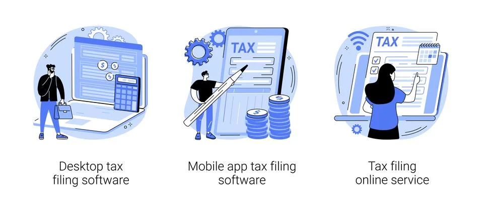 Tax software program abstract concept vector illustrations. 스톡 일러스트