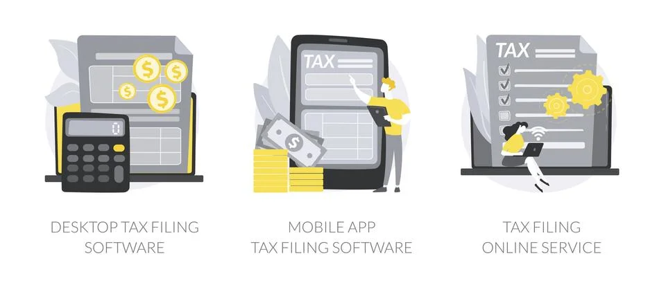 Tax software program abstract concept vector illustrations. Stock Illustration