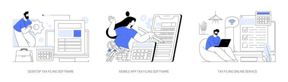 Tax software program abstract concept vector illustrations. Stock Illustration