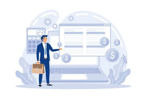 Tax software program. Desktop tax filing software, mobile app and online se.. Illustrazione stock