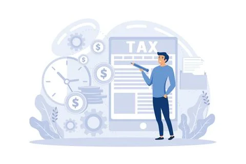 Tax software program. Desktop tax filing software, mobile app and online se.. Stock Illustration