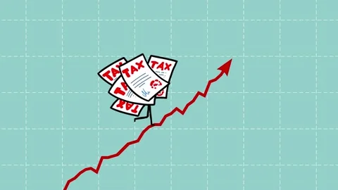 Tax still goes up seamless loop. Walking up taxes symbol. 库存影片 204125178