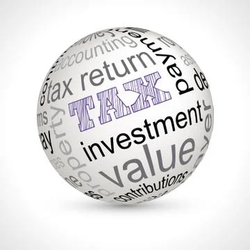 Tax theme sphere with keywords Stock Illustration