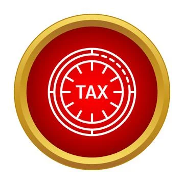 Tax time deadline clock red button icon Stock Illustration