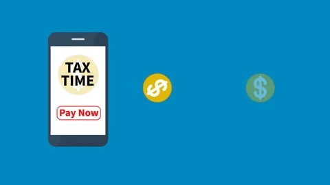 tax time with smartphone application and use for tax pay, tax time animation Stock Footage 124118076