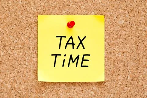 Tax time sticky note Foto stock