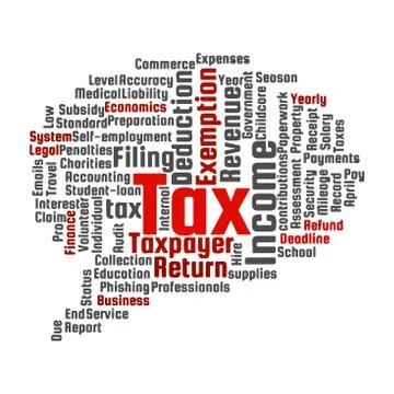 Tax topic word cloud Stock Illustration