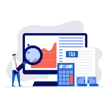 Tax vector illustration concept with characters. Modern flat style for land.. Stock Illustration