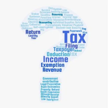 Tax word cloud on a white background. Stock Illustration