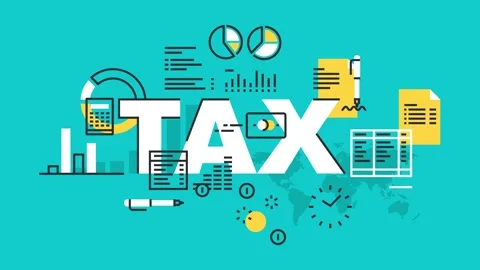 Taxation concept with financial documents. Stock Footage 340282584