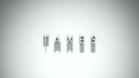 Taxes 3D title animation with shadows on a white background Stock Footage 297456986