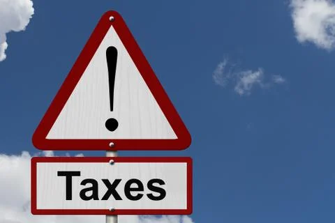 Taxes caution sign Stock Illustration