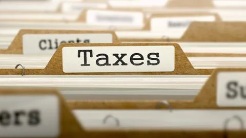 Taxes Concept with Word on Folder Stock Illustration