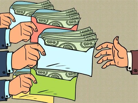 Taxes or bribes concept dollars in an envelope Stock Illustration