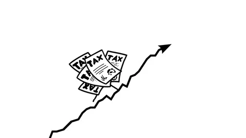 Taxes still goes up seamless loop black and white 库存影片 247669197