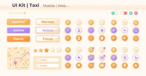 Taxi app UI elements kit 스톡 일러스트