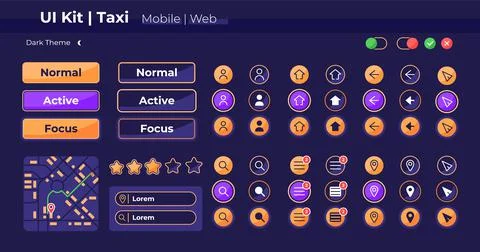 Taxi app UI elements kit Stock Illustration