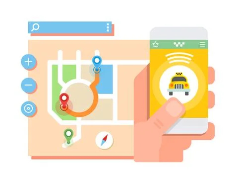 Taxi application concept Illustrazione stock