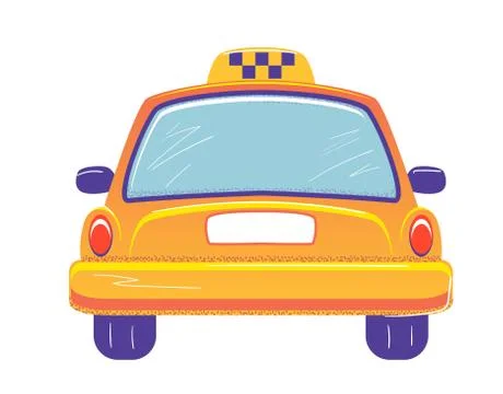 Taxi cab back view Flat banner template on white background. Empty space for Stock Illustration