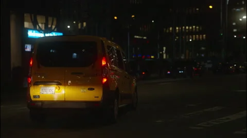 Taxi Cab Driving Down the Streets of New York City Stock Footage 158244408