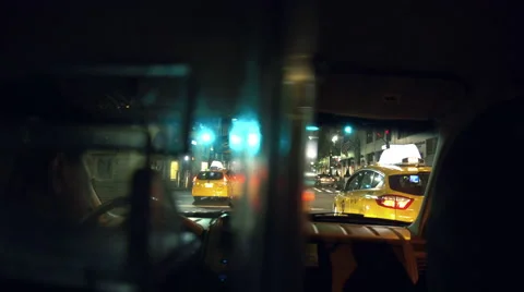 Taxi Cab Interior Inside Driver Driving New York City NYC Night 4K 스톡 동영상 41309220